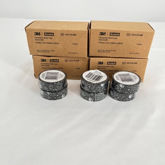 3M Scotch Expressions Skull Graffiti Washi Tape 15mm x 7m 30 rolls - Picture 1 of 4